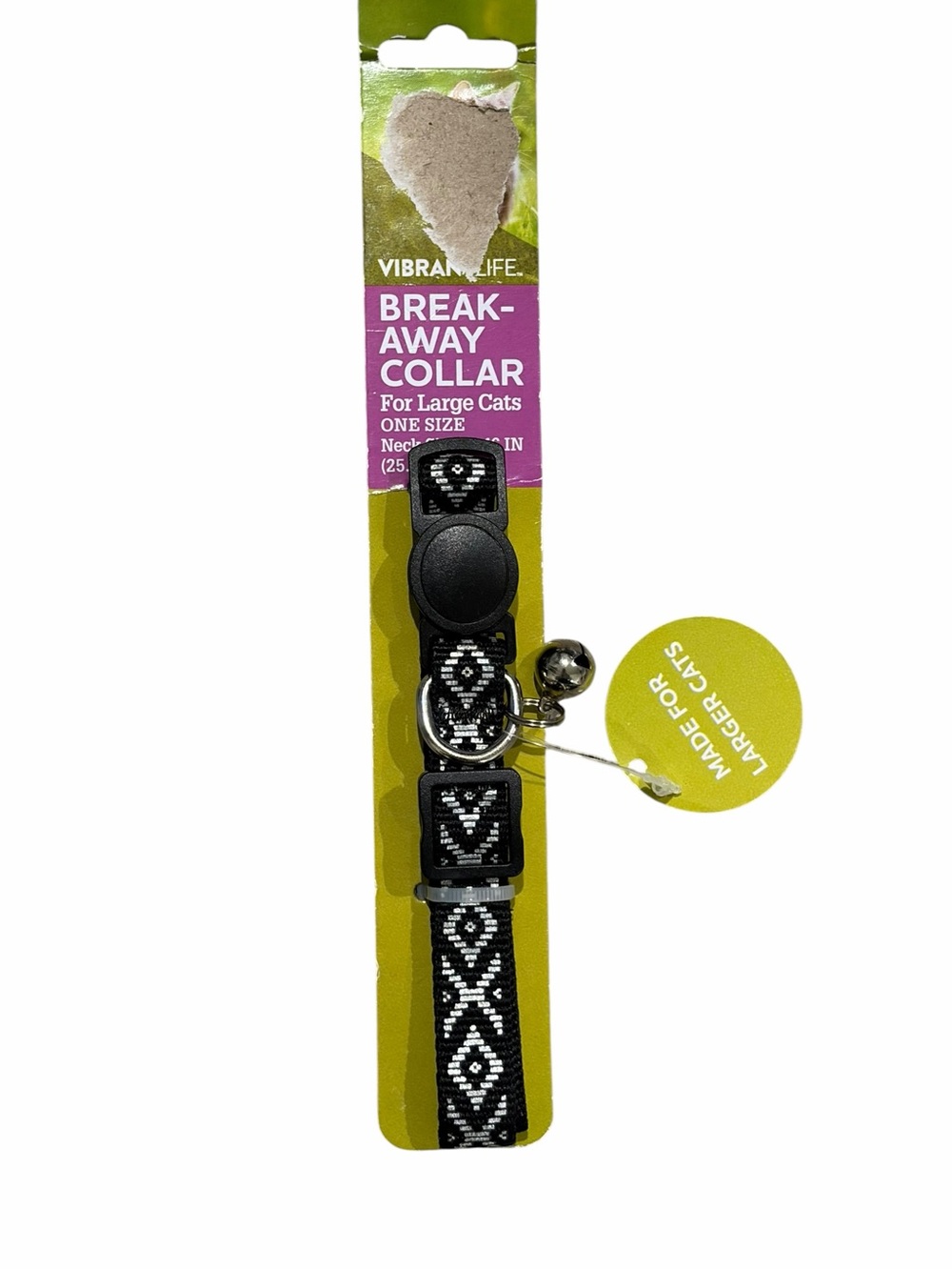 Vibrant Life Breakaway Cat Collar for Large Cats | Black & White | New